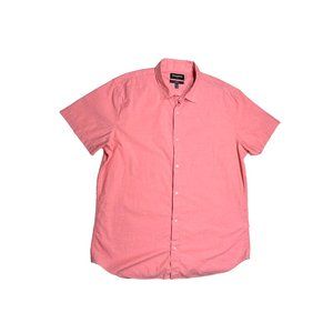 Bonobos Men's XL Long Standard Fit Short Sleeve Button-Up Shirt Pink Cotton